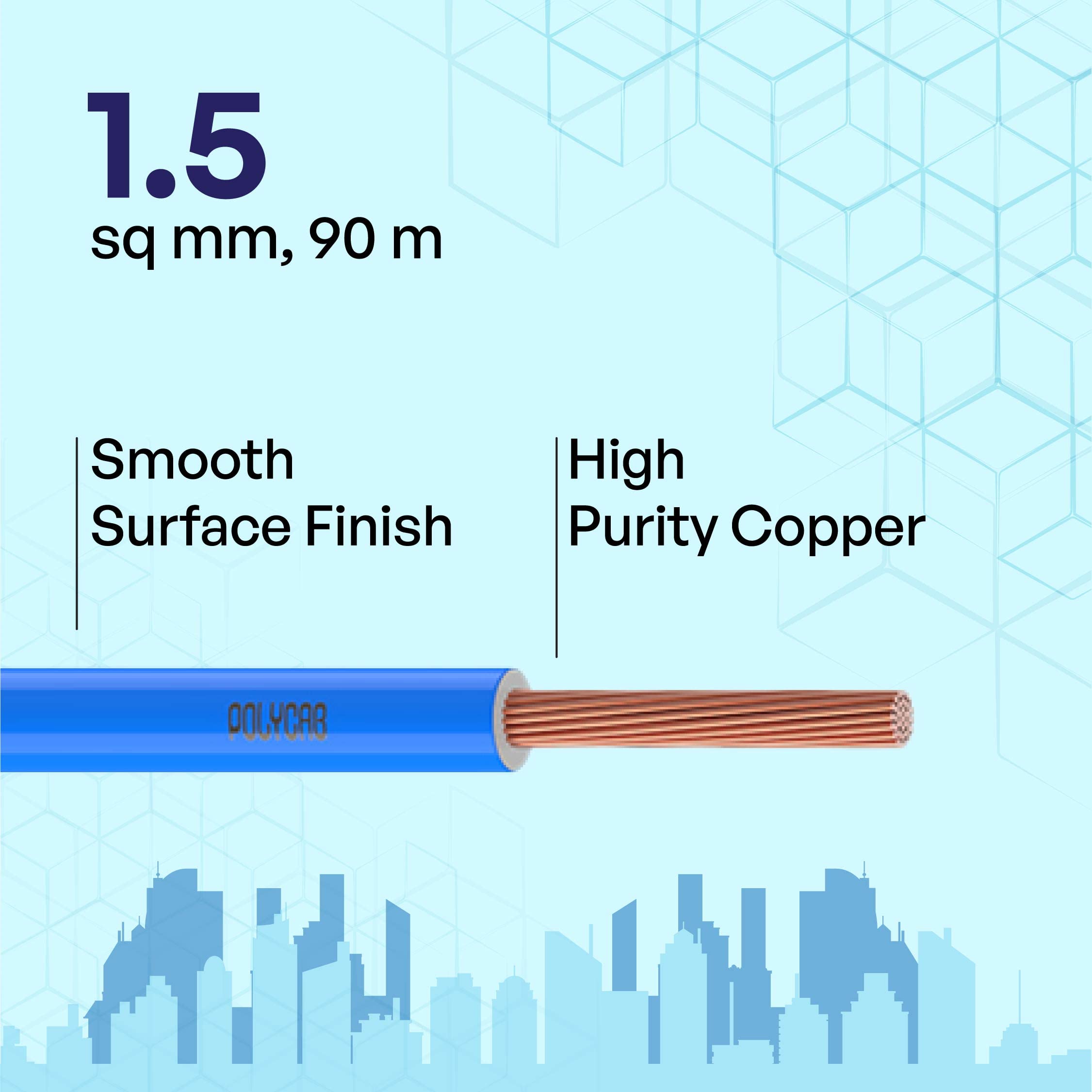 Polycab OPTIMA+ 90M coil | Flame Retardant | Lead free | 99.97% high purity copper | Rodent protection | PVC insulated housewire