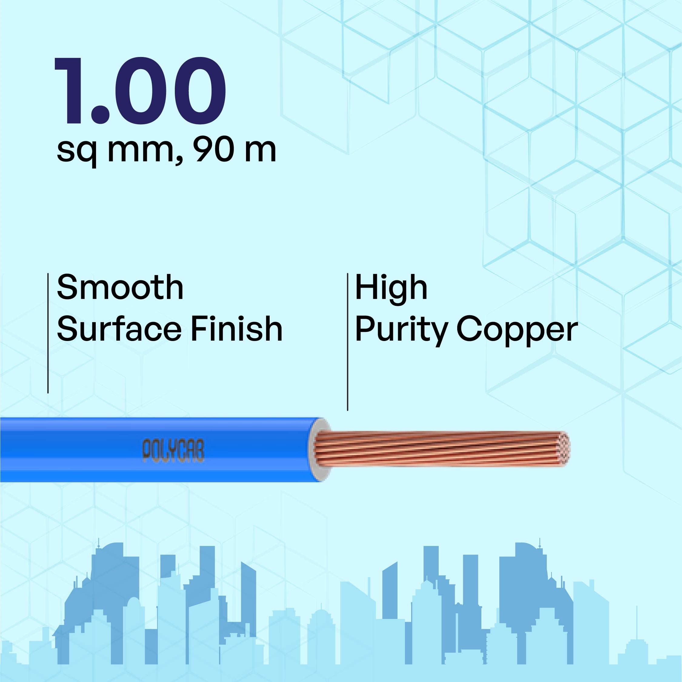 Polycab OPTIMA+ 90M coil | Flame Retardant | Lead free | 99.97% high purity copper | Rodent protection | PVC insulated housewire