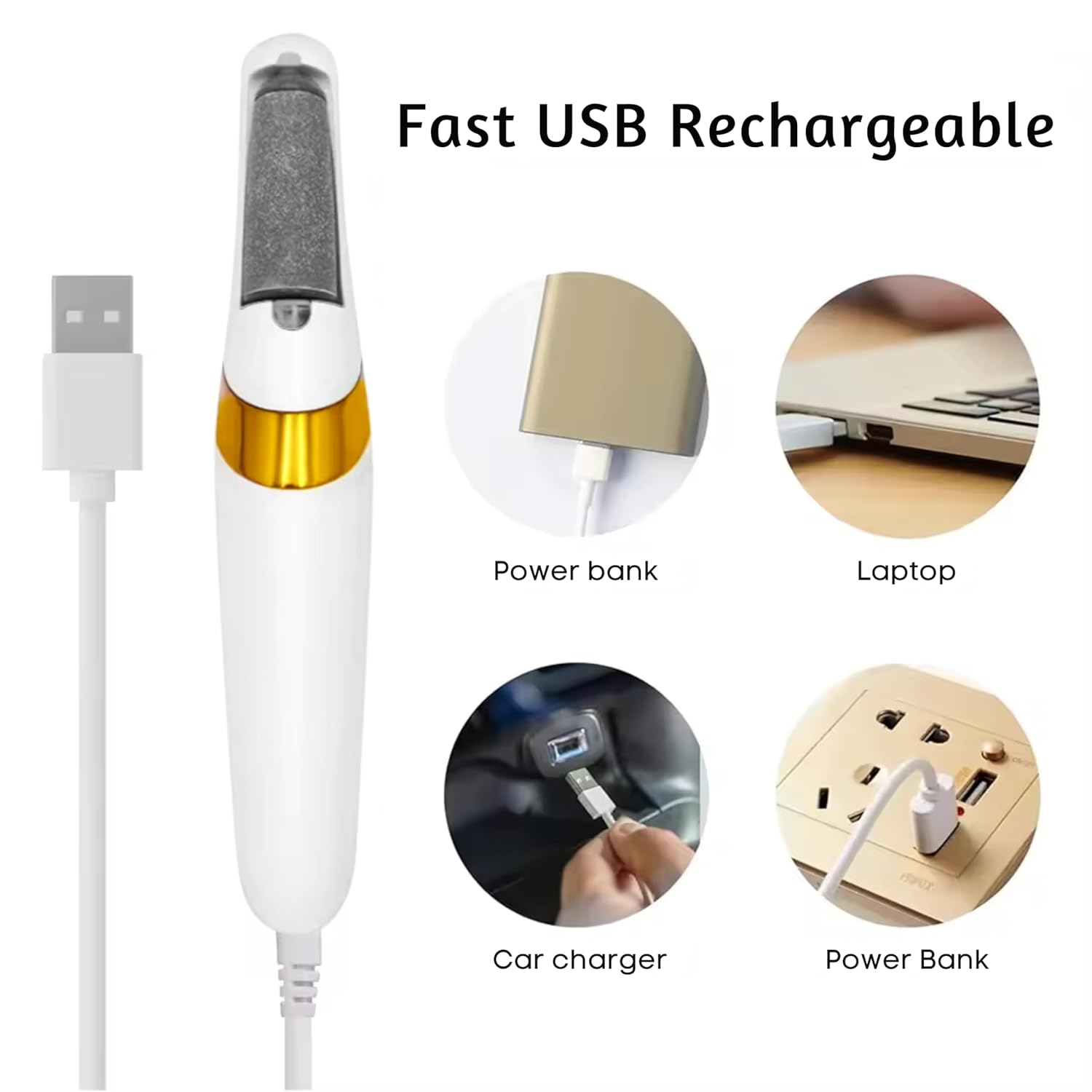 Urja Enterprise Rechargeable Callus Remover for Feet – Electric Foot File with 2 Speed Modes, 2 Interchangeable Rollers, Type-C Charging, Up to 120 Min Use, Pedicure Tool for Smooth, Soft Skin