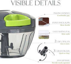 Urja Enterprise 2in1 Handy Chopper with 3 Blades for Effortlessly Chopping Vegetable and Fruits,Tough Maker Mini Handy Chopper Vegetable Cutter Onion Chopper Pull Chopper with Mixing Blade (450-ML)