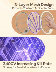 Urja Enterprise Mosquito Bat with UV Light, Foldable Mosquito Racket Rechargeable, 2 in 1 Auto Mosquito Killer, Racket for Mosquitoes, Electric Fly Swatter with Lithium-ion Battery, (Multicolor)