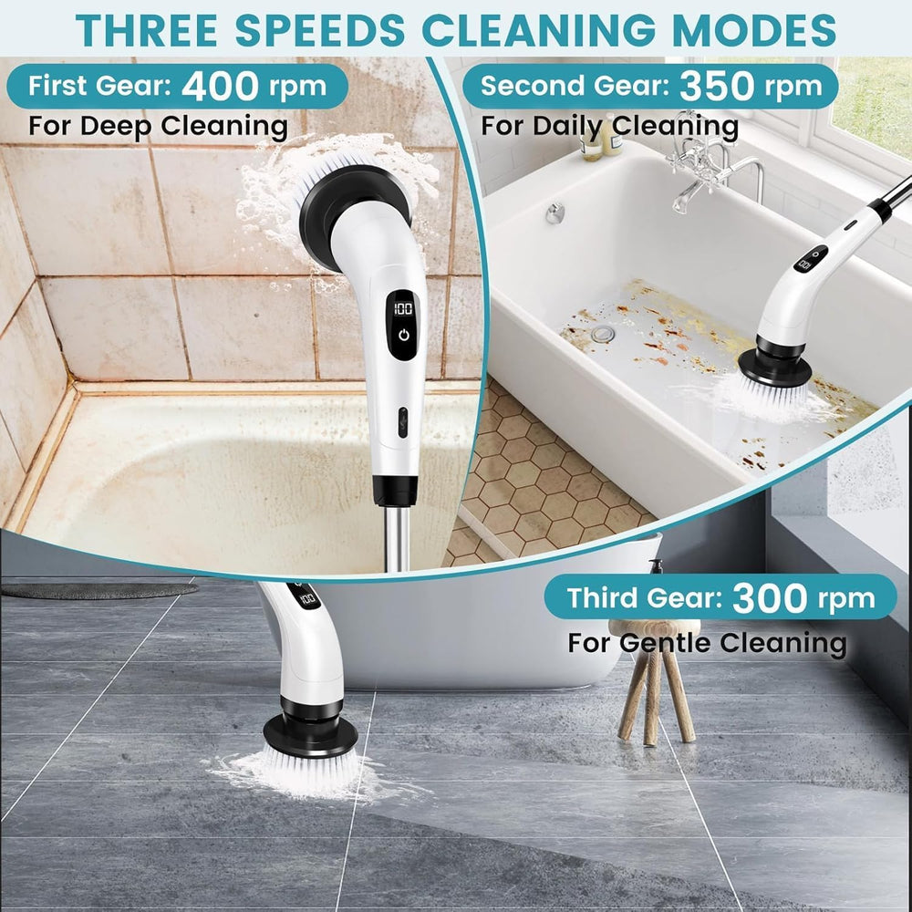 Urja Enterprise 9 in 1 Electric Spin Scrubber, Cleaning Brush Scrubber for Home, 300RPM/Min, 8 Replaceable Brush Heads, 3 Adjustable Size, 2 Adjustable Speeds, for Bathroom, Floor Tiles
