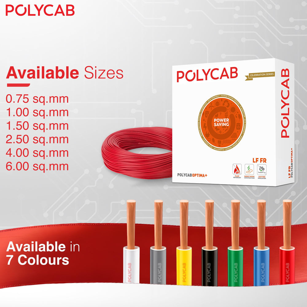 Polycab OPTIMA+ 90M coil | Flame Retardant | Lead free | 99.97% high purity copper | Rodent protection | PVC insulated housewire