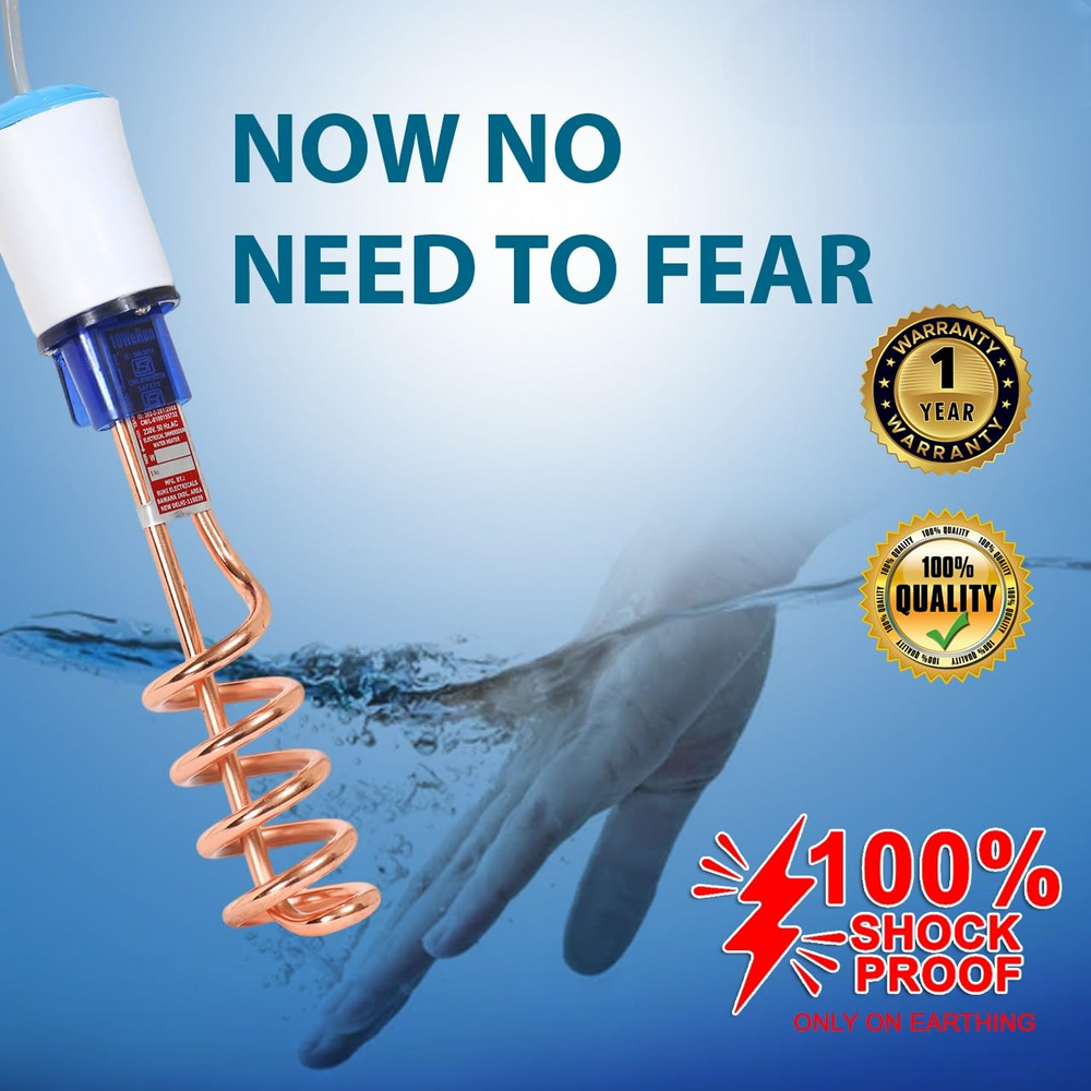 Urja Enterprise Copper 1500 W Immersion Rod Heater For Home|Water Heater Rod For Efficient Heating|With Anti-Corrosive Nickel Plating|ISI Approvel Safety & QualityBlack/silver