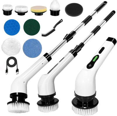 Urja Enterprise 9 in 1 Electric Spin Scrubber, Cleaning Brush Scrubber for Home, 300RPM/Min, 8 Replaceable Brush Heads, 3 Adjustable Size, 2 Adjustable Speeds, for Bathroom, Floor Tiles