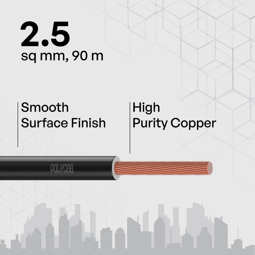 Polycab OPTIMA+ 90M coil | Flame Retardant | Lead free | 99.97% high purity copper | Rodent protection | PVC insulated housewire