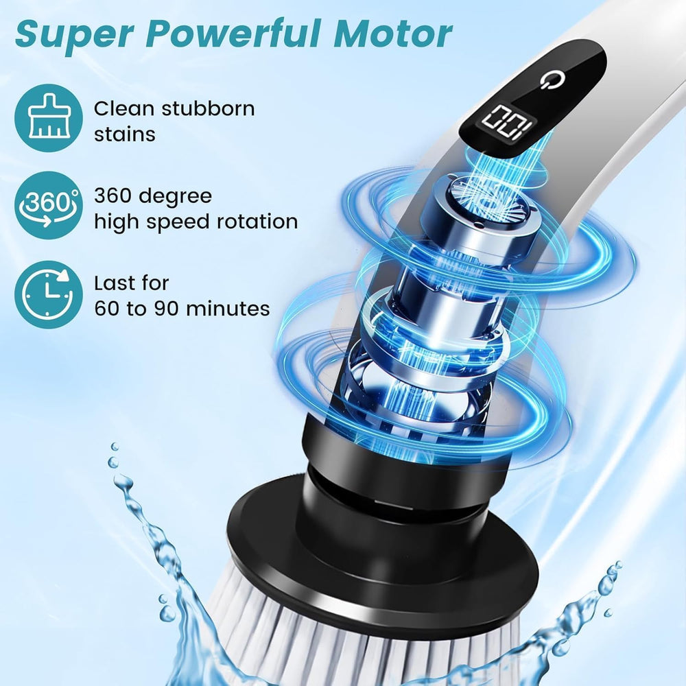 Urja Enterprise 9 in 1 Electric Spin Scrubber, Cleaning Brush Scrubber for Home, 300RPM/Min, 8 Replaceable Brush Heads, 3 Adjustable Size, 2 Adjustable Speeds, for Bathroom, Floor Tiles