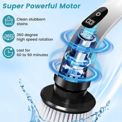 Urja Enterprise 9 in 1 Electric Spin Scrubber, Cleaning Brush Scrubber for Home, 300RPM/Min, 8 Replaceable Brush Heads, 3 Adjustable Size, 2 Adjustable Speeds, for Bathroom, Floor Tiles
