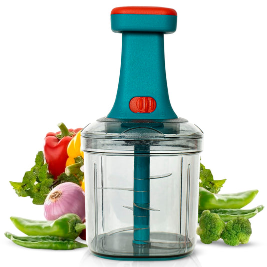 Urja Enterprise Manual Hand Press Push Chopper with 6 Blades for Effortless Chopping Vegetables & Fruits (Multicolor, 1000 ml, Plastic); 1000 ML
