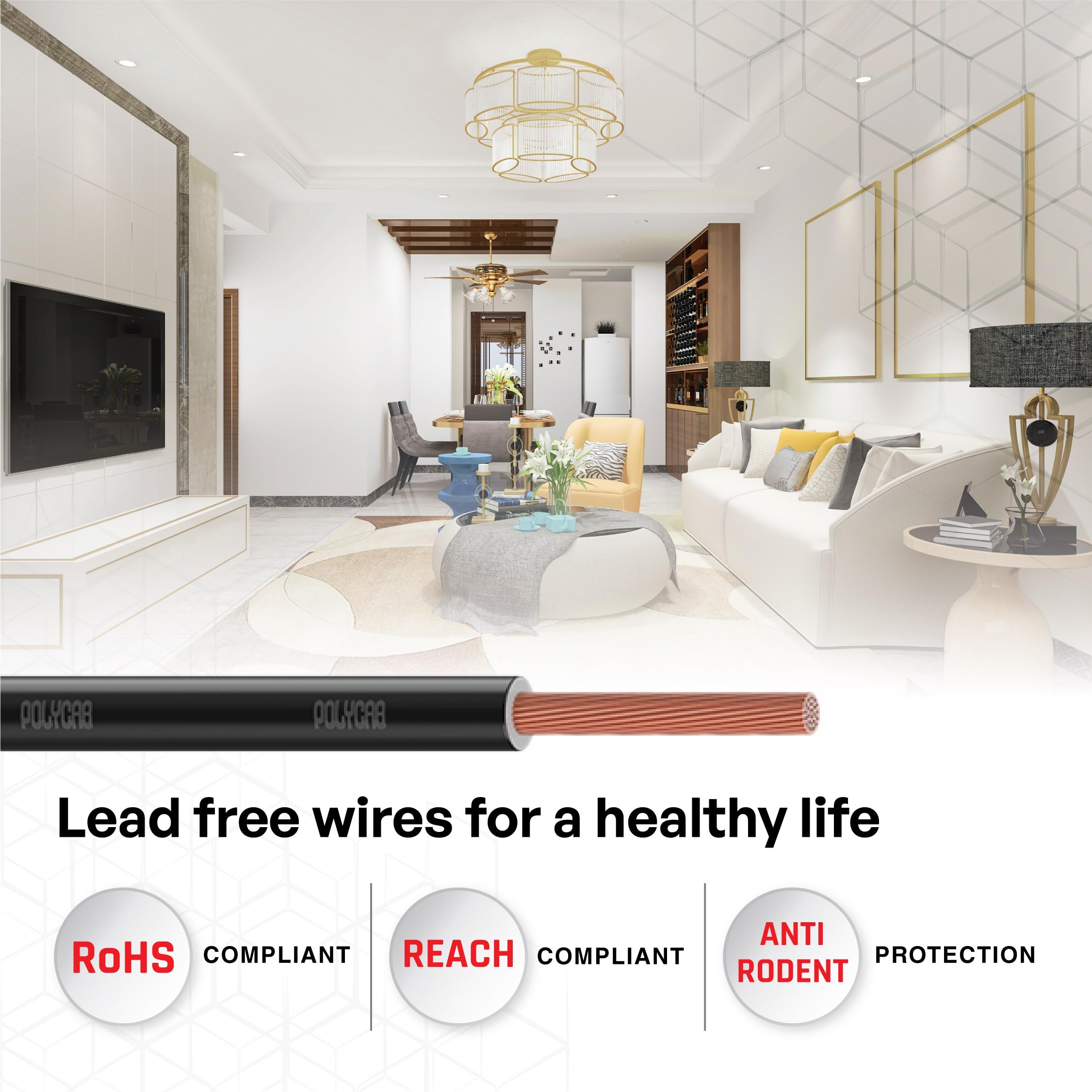 Polycab OPTIMA+ 90M coil | Flame Retardant | Lead free | 99.97% high purity copper | Rodent protection | PVC insulated housewire