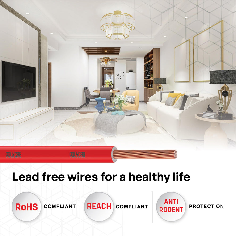 Polycab OPTIMA+ 90M coil | Flame Retardant | Lead free | 99.97% high purity copper | Rodent protection | PVC insulated housewire