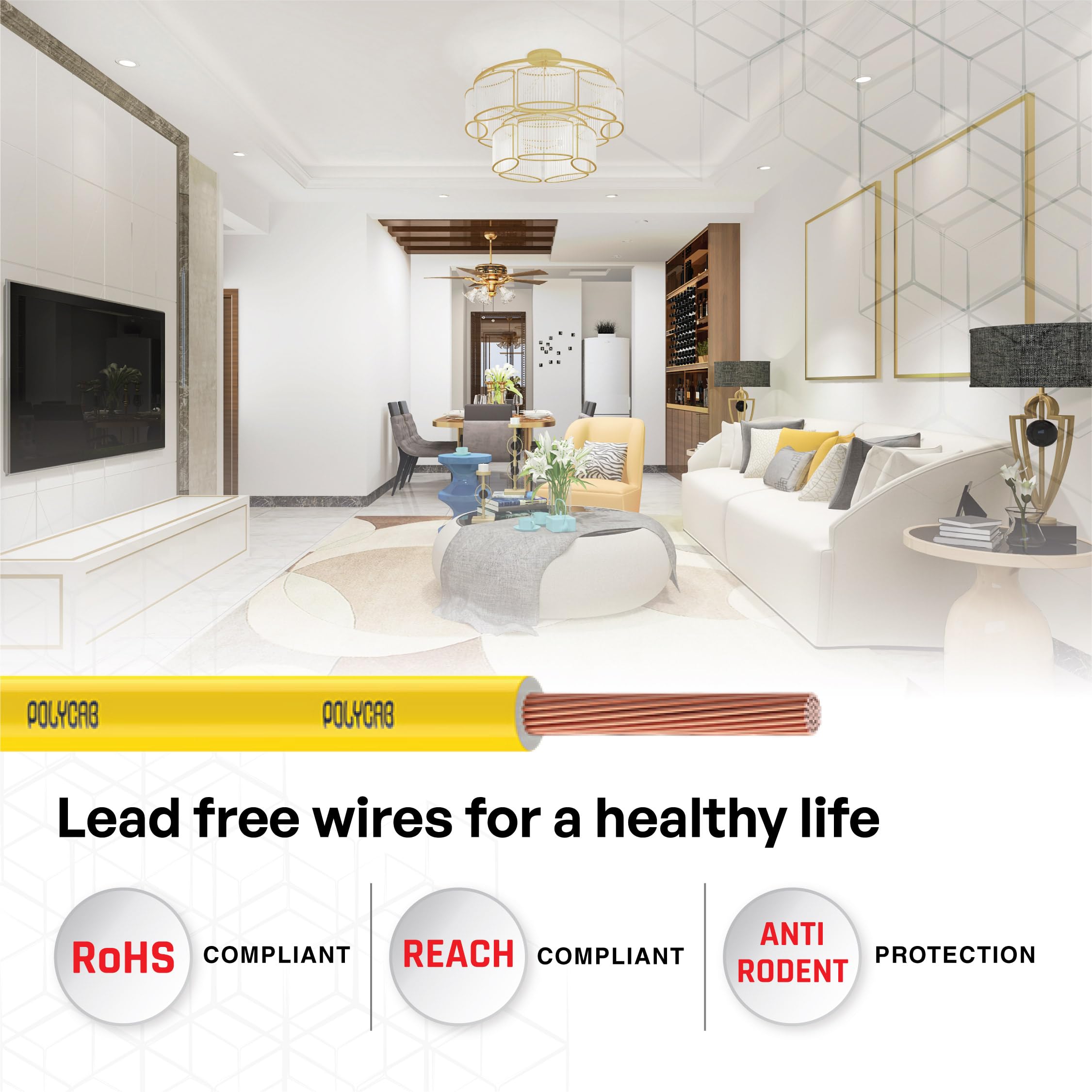 Polycab OPTIMA+ 90M coil | Flame Retardant | Lead free | 99.97% high purity copper | Rodent protection | PVC insulated housewire