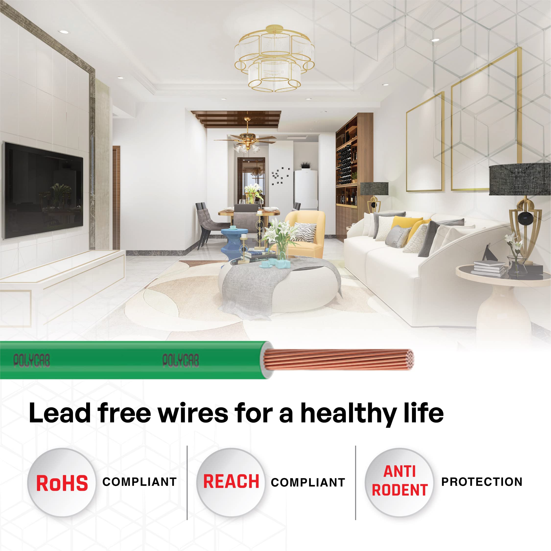 Polycab OPTIMA+ 90M coil | Flame Retardant | Lead free | 99.97% high purity copper | Rodent protection | PVC insulated housewire