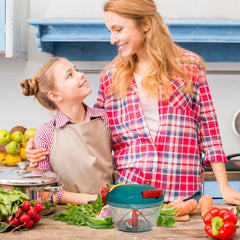 Urja Enterprise Manual Hand Press Push Chopper with 6 Blades for Effortless Chopping Vegetables & Fruits (Multicolor, 1000 ml, Plastic);