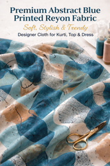 Premium Teal Ikat Print Rayon Women’s Tunic Top – Soft & Breathable Fabric | Elegant Casual & Office Wear | 3/4 Sleeve Designer Kurti Style(6)