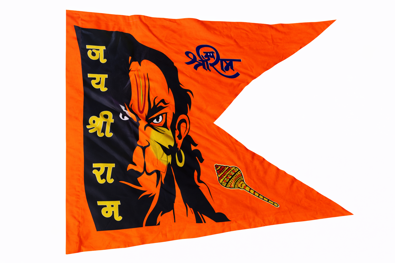 Urja Enterprise Heavy Mill Printed Hanuman Ji Flag (V Cut) (All Size)