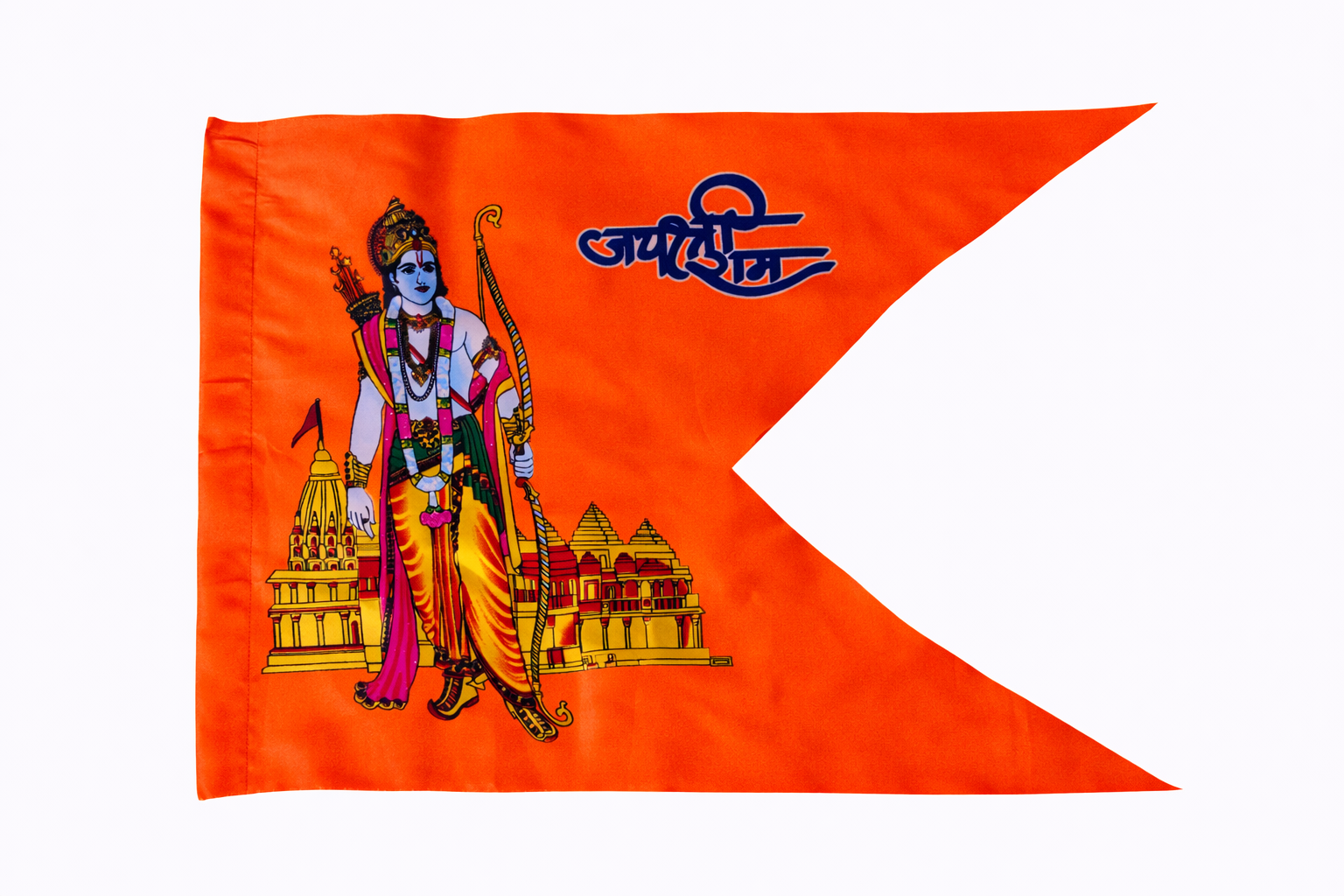 Urja Enterprise Heavy Mill Printed Jay Shree Ram Flag (V Cut) (All Size)