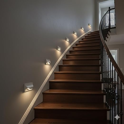 Urja Enterprise Premium 4 Module ITALLIC Smiley Foot Light – White Modular Recessed Step & Wall Light for Modern Interior Staircase Lighting