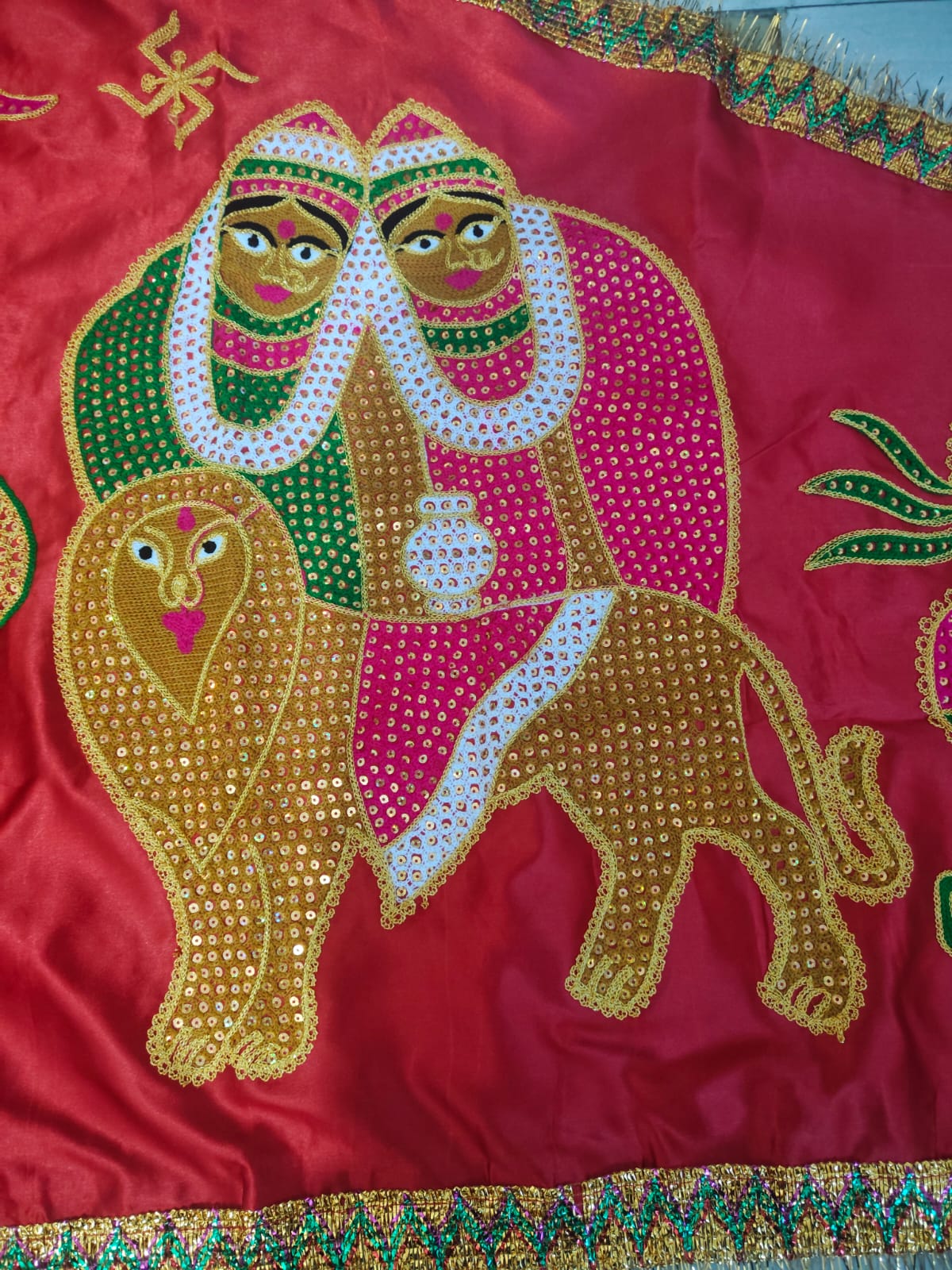 Urja Enterprise Heavy Embroidered All Hindu Bhagwan & Mata Ji Flags (Dhwaj) (2 MTR)