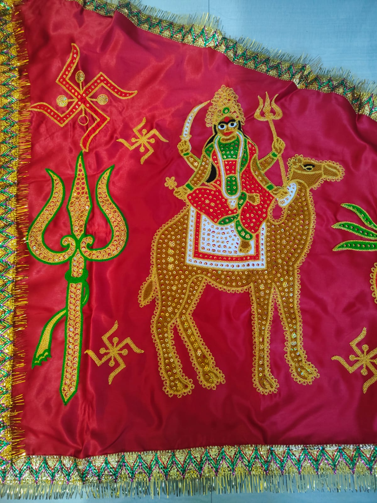 Urja Enterprise Heavy Embroidered All Hindu Bhagwan & Mata Ji Flags (Dhwaj) (2 MTR)