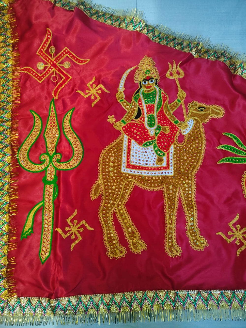 Urja Enterprise Heavy Embroidered All Hindu Bhagwan & Mata Ji Flags (Dhwaj) (2 MTR)