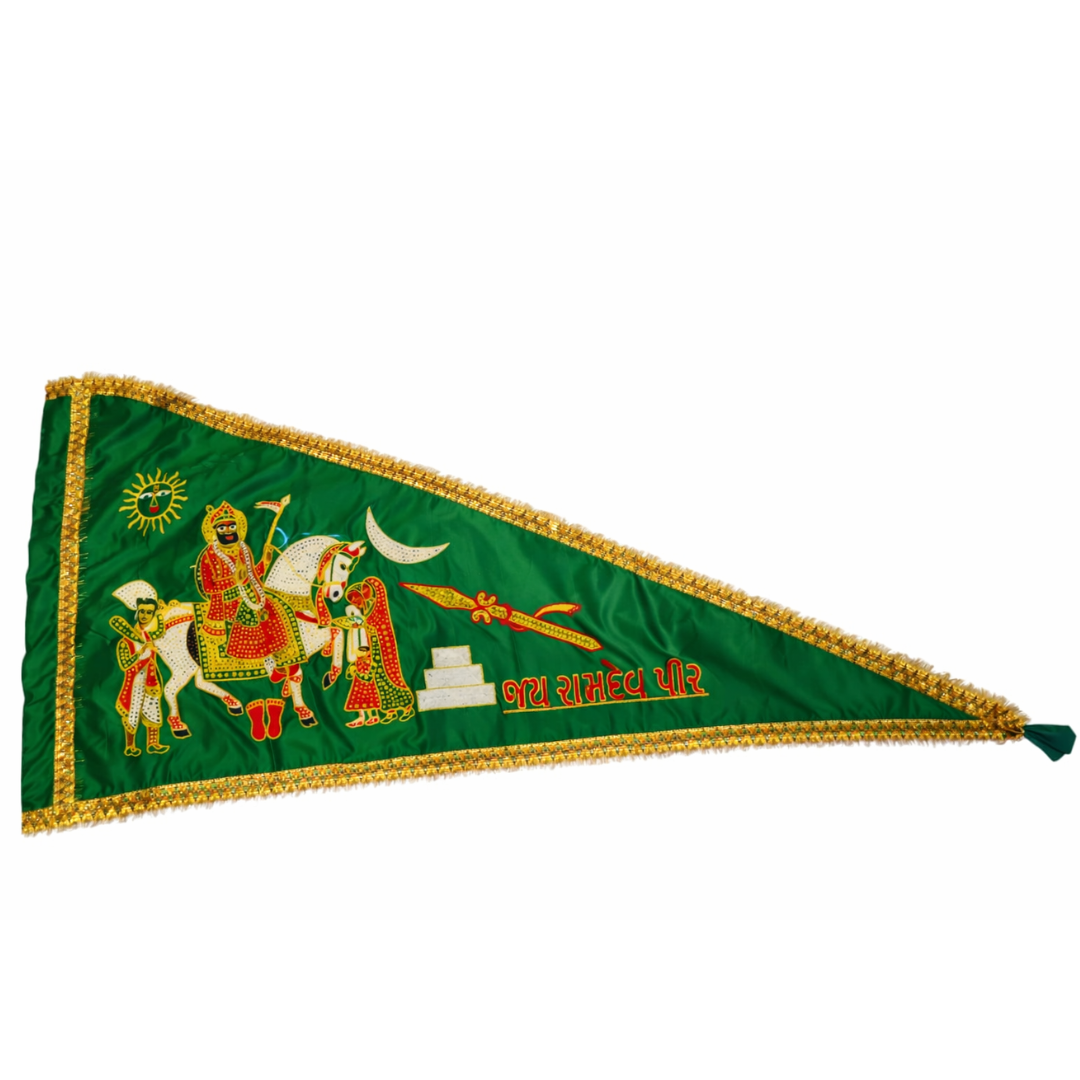 Urja Enterprise Heavy Embroidered All Hindu Bhagwan & Mata Ji Flags (Dhwaj) (2 MTR) Jay Ramdev Peer