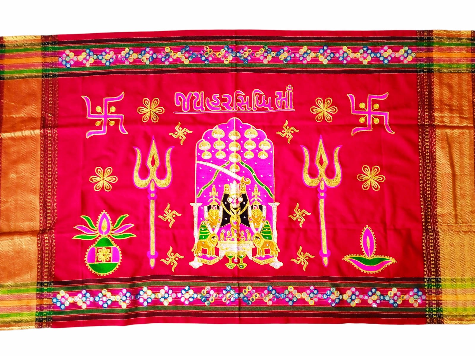 Urja Enterprise Divine Aari Bharat Embroidered Shawl Harisiddhi Maa
