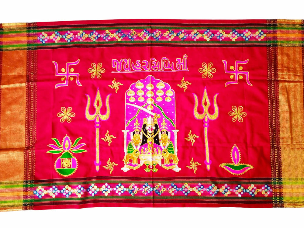 Urja Enterprise Divine Aari Bharat Embroidered Shawl Harisiddhi Maa