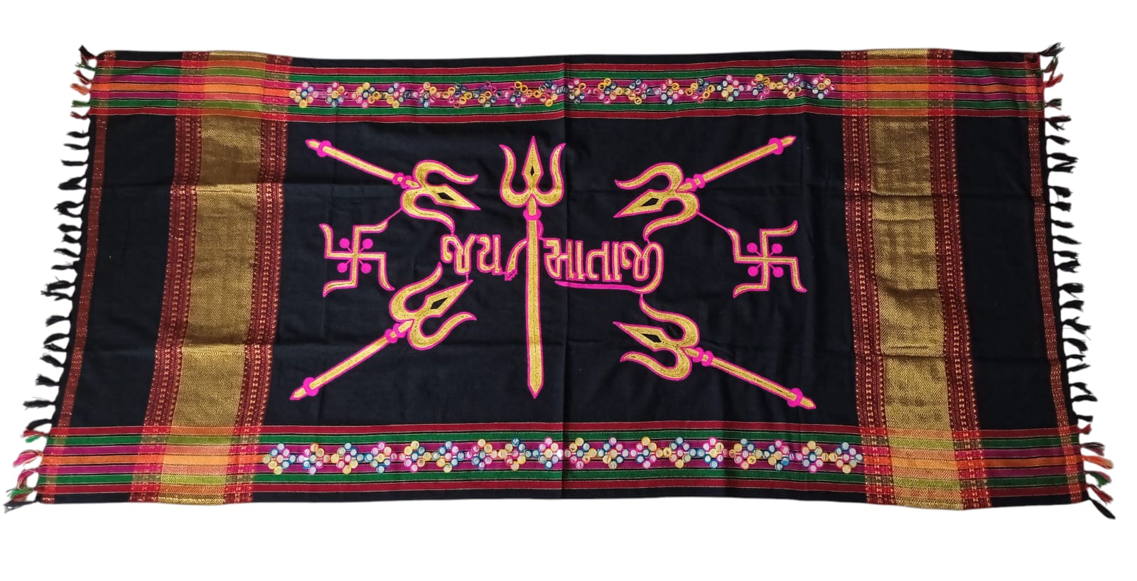Urja Enterprise Divine Aari Bharat Embroidered Shawl Jay Mataji