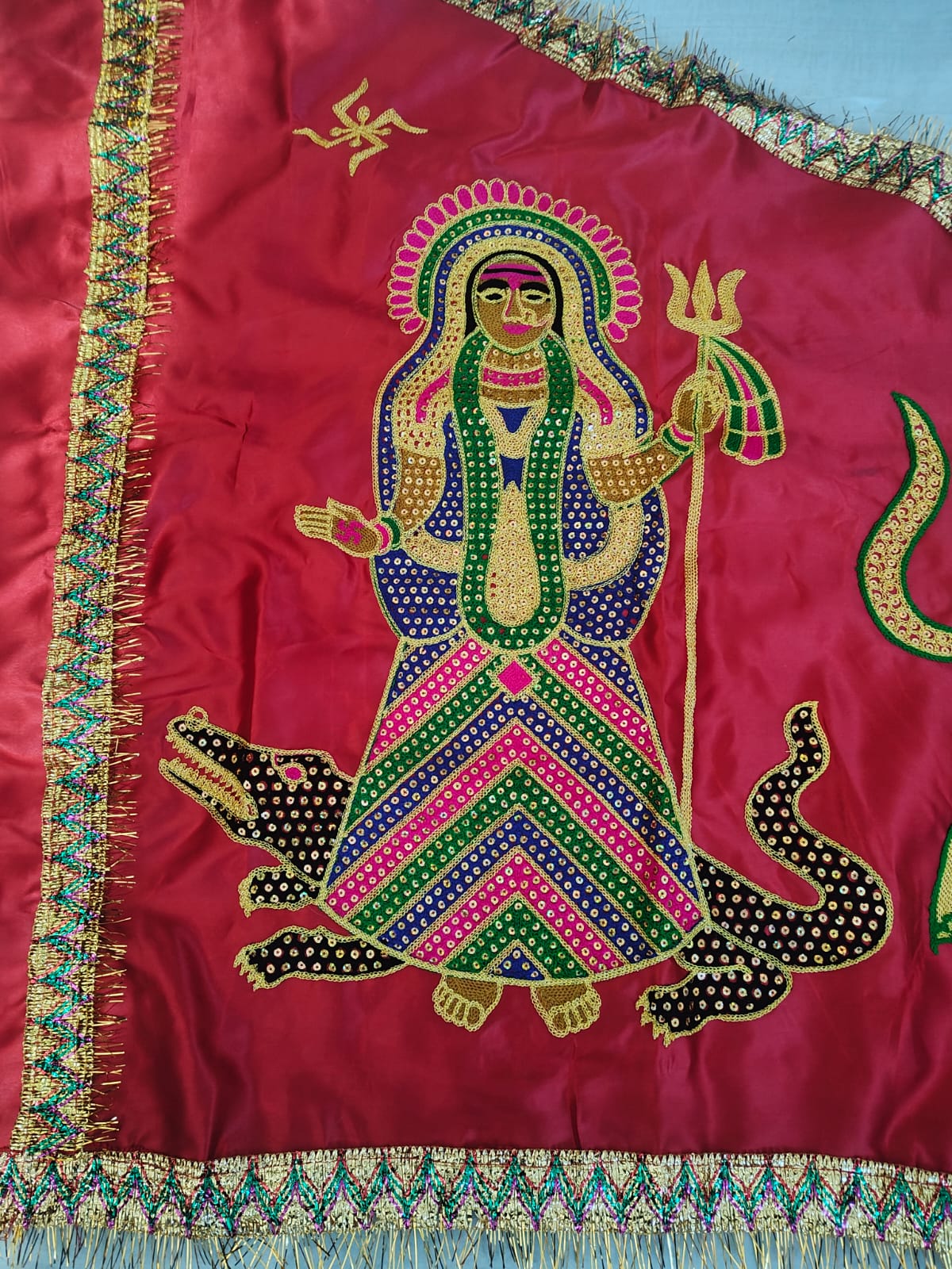 Urja Enterprise Heavy Embroidered All Hindu Bhagwan & Mata Ji Flags (Dhwaj) (2 MTR)