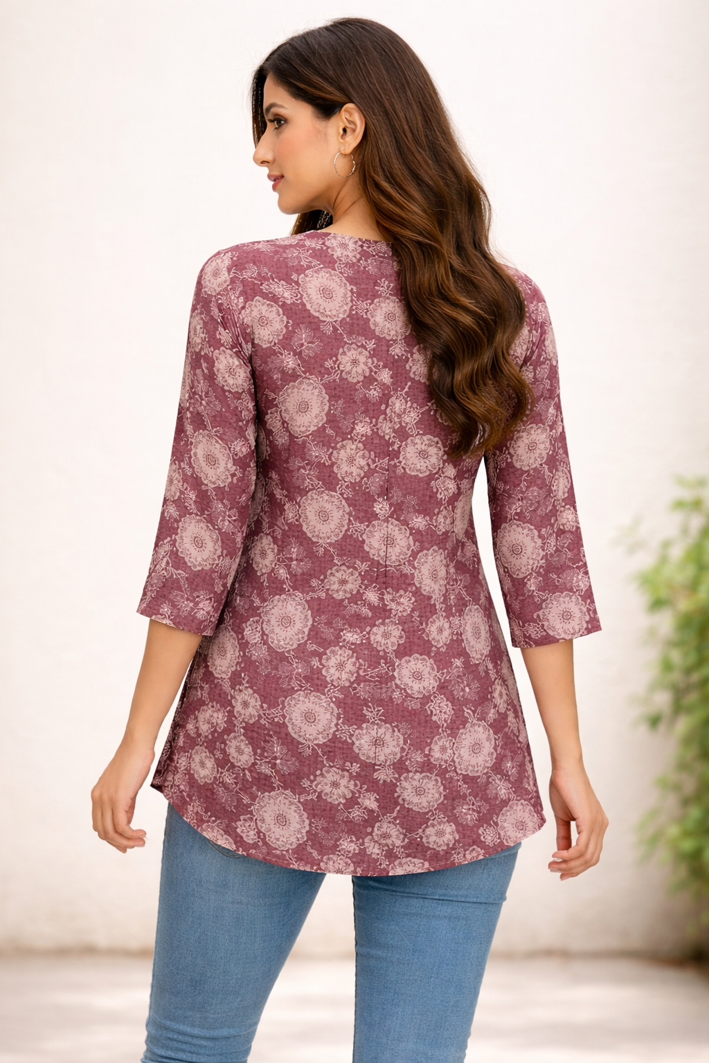 Premium Teal Ikat Print Rayon Women’s Tunic Top – Soft & Breathable Fabric | Elegant Casual & Office Wear | 3/4 Sleeve Designer Kurti Style