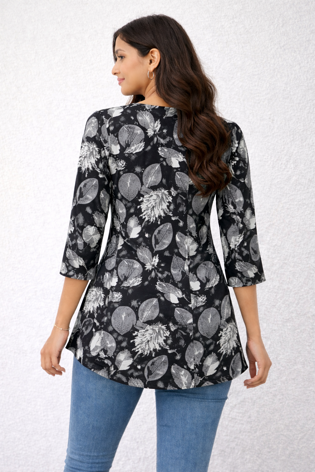 Premium Teal Ikat Print Rayon Women’s Tunic Top – Soft & Breathable Fabric | Elegant Casual & Office Wear | 3/4 Sleeve Designer Kurti Style(1)