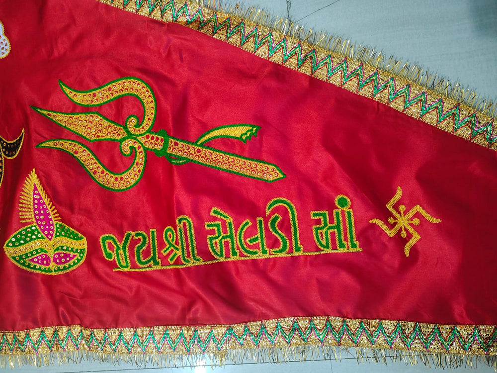 Urja Enterprise Heavy Embroidered All Hindu Bhagwan & Mata Ji Flags (Dhwaj) (2 MTR)