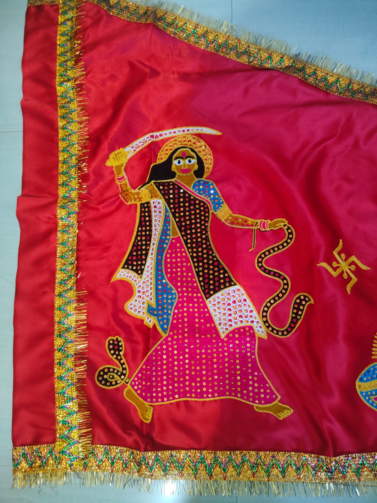 Urja Enterprise Heavy Embroidered All Hindu Bhagwan & Mata Ji Flags (Dhwaj) (2 MTR)