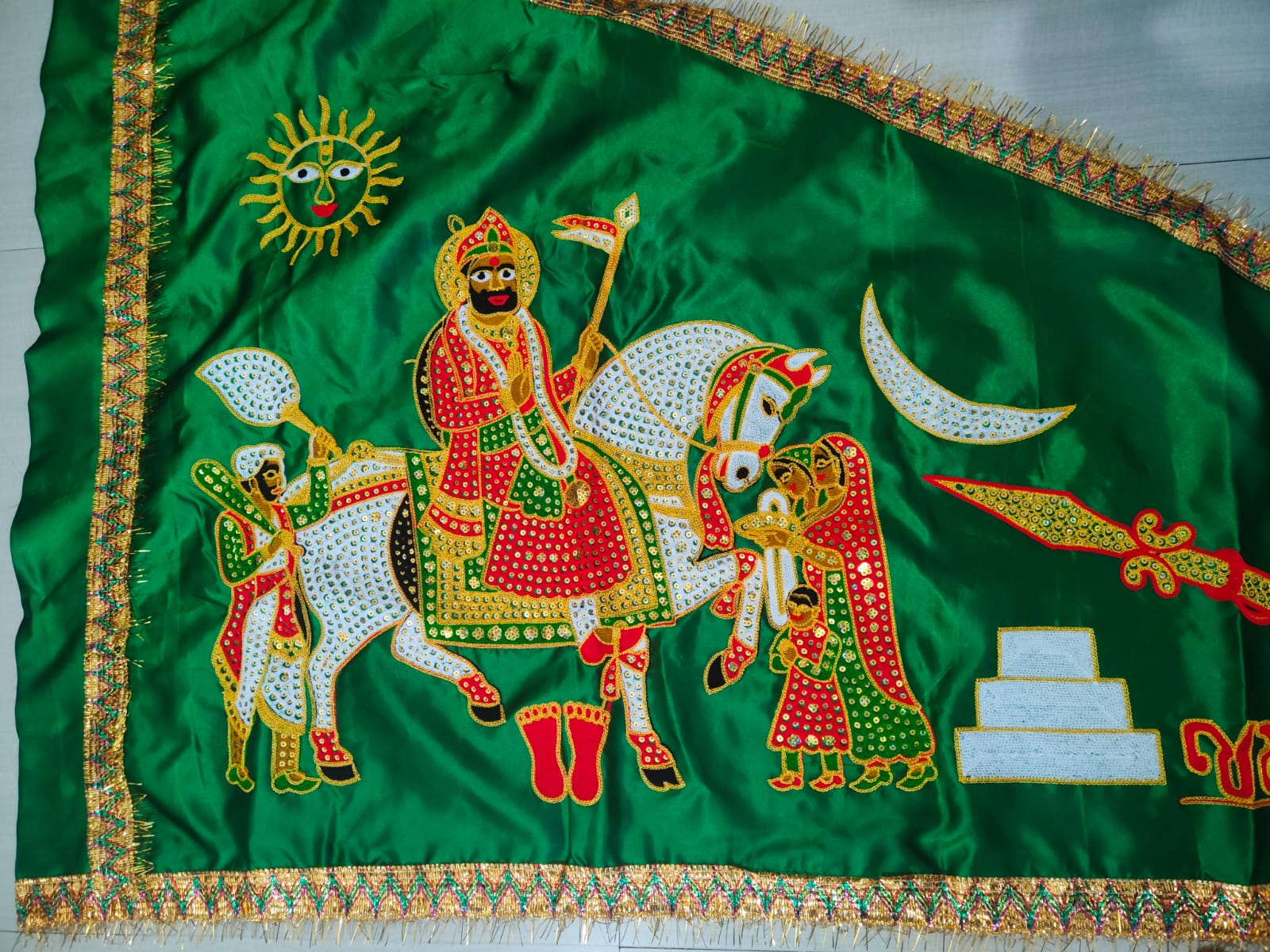Urja Enterprise Heavy Embroidered All Hindu Bhagwan & Mata Ji Flags (Dhwaj) (2 MTR)